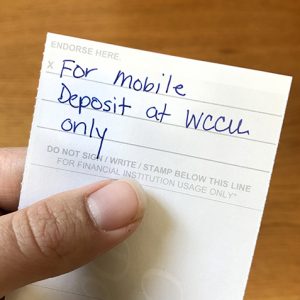 WCCU Mobile Deposit Endrosement